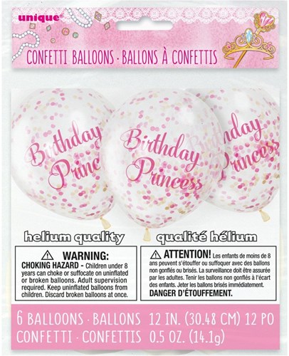 Haza confetti ballonnen prinses verjaardag decoratie roze 6 stuks-3
