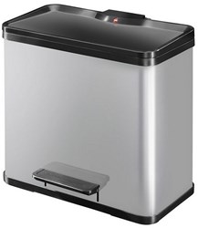 Hailo pedaalemmer afvalscheiding duo plus 26 liter zilver keuken