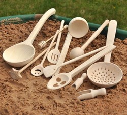 Cosy houten speelgoed keukenset - zeeflepels, roerlepels, scheplepels en schuimspanen - 12 stuks