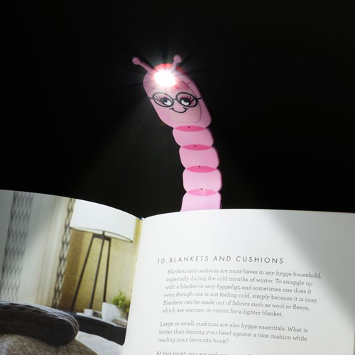 Mondikaarten leeslamp boekenwurm roze LED flexibel boekenaccessoire-2