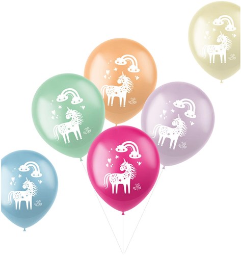 Folat ballonnen unicorns & rainbows latex 33cm 6 stuks verjaardag-2
