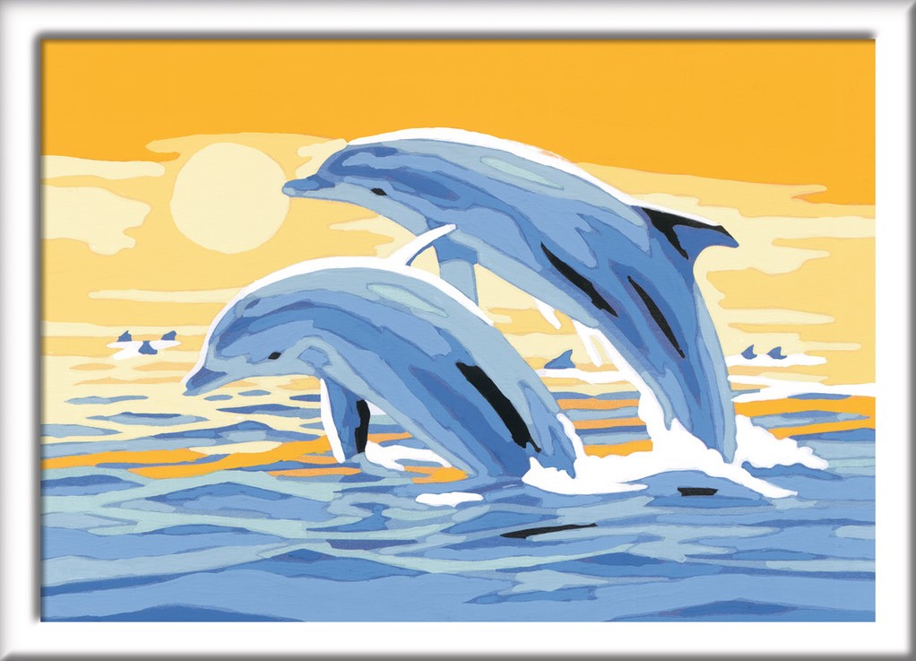 Schipbreuk Kwijting Weg huis Ravensburger Schilderen op nummer Springende dolfijnen