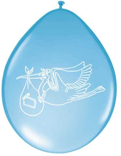 Folat ballonnen jongen blauw ooievaar 8 stuks geboorte feest-2