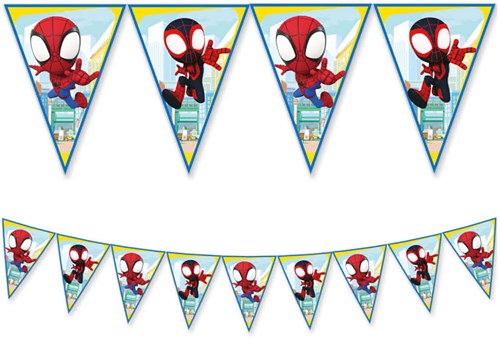 Globos Spidey papieren vlaggenlijn FSC 3 meter kinderfeestje decoratie