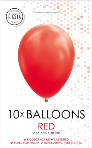 Ballonnen Rood 30cm, 10st.