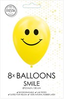 Globos ballonnen geel smiley 30cm - feestdecoratie 8 stuks