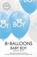 Globos ballonnen baby jongen blauw-wit 30cm 8 stuks feestdecoratie