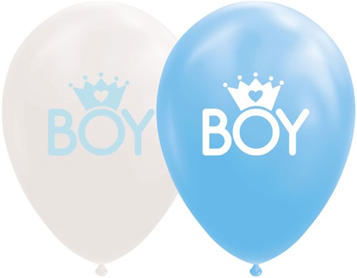 Globos ballonnen baby jongen blauw-wit 30cm 8 stuks feestdecoratie-2