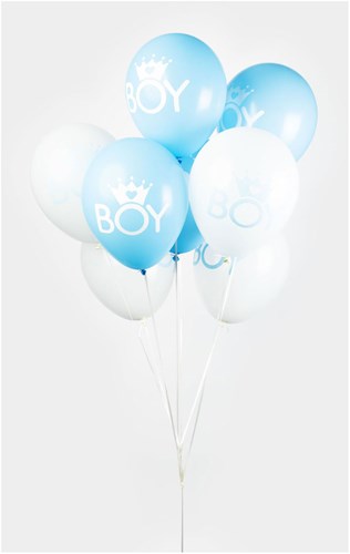 Globos ballonnen baby jongen blauw-wit 30cm 8 stuks feestdecoratie-3
