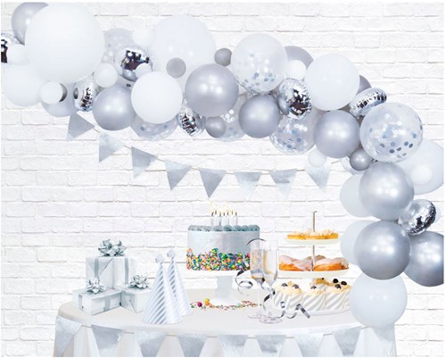 Globos ballonnen boog set zilver - feestdecoratie pakket-3