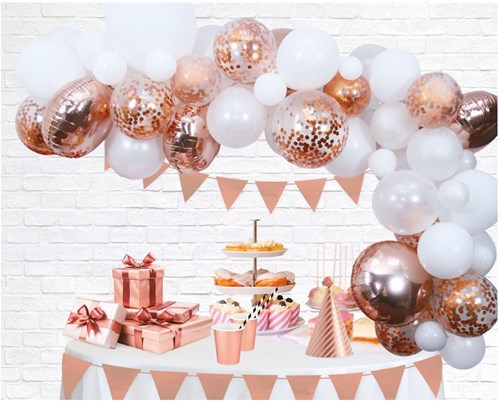 Globos ballonnen boog set - feestdecoratie rose goud latex 400 cm-3