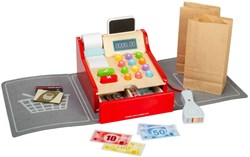 Bigjigs houten kassa speelgoedwinkel met scanner en accessoires