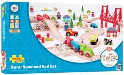 Bigjigs Landelijke Spoor- en Wegenbouw Set