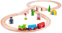 Bigjigs Houten Treinset 8-vorm - 40-delig