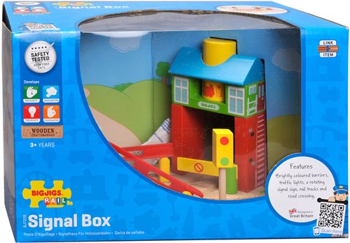 BigJigs houten seinhuis voor treinbaan - 3-delige set-2
