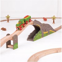 BigJigs houten dinosaurus brug - Bronto Riser treinbaan accessoire-3