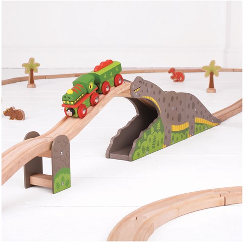 BigJigs houten dinosaurus brug - Bronto Riser treinbaan accessoire-3