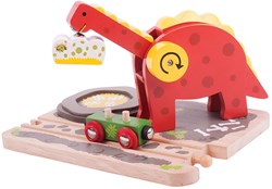 BigJigs houten dinosaurus kraan speelgoed treinbaan accessoire
