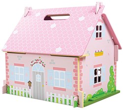 BigJigs houten poppenhuis Blossom Cottage met accessoires
