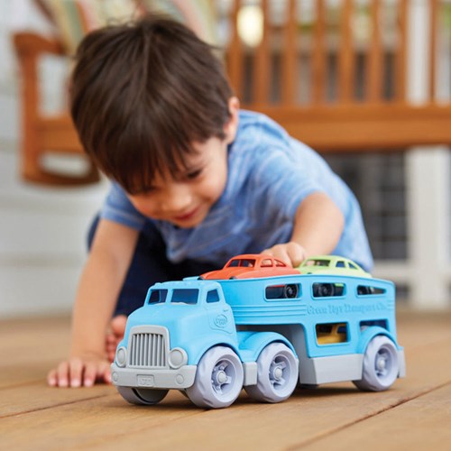 Green Toys autotransporter blauw inclusief 3 auto's duurzaam speelgoed-2