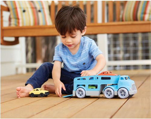 Green Toys autotransporter blauw inclusief 3 auto's duurzaam speelgoed-3
