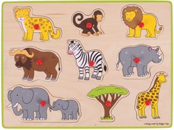 BigJigs houten puzzel Safari - educatieve knoppuzzel 9 stukjes