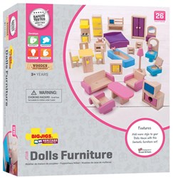 BigJigs poppenhuis meubelset houten accessoires voor poppenhuis
