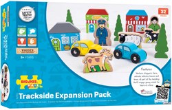 BigJigs houten treinrails accessoires - Uitbreidingsset met figuren & gebouwen