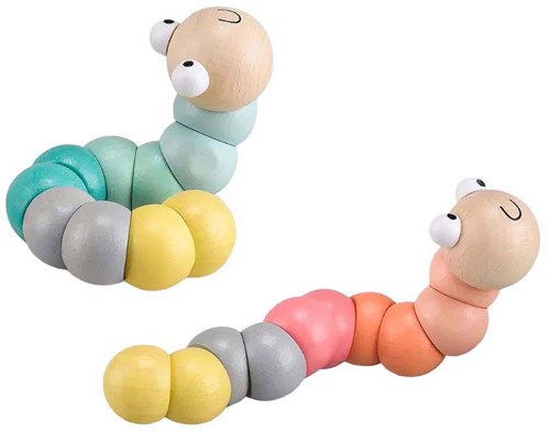 BigJigs houten speelgoed worm pastel - educatief baby speelgoed