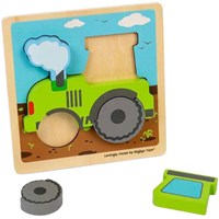 BigJigs houten puzzel tractor - peuter speelgoed - 5 vormen-2