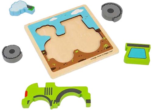 BigJigs houten puzzel tractor - peuter speelgoed - 5 vormen-3