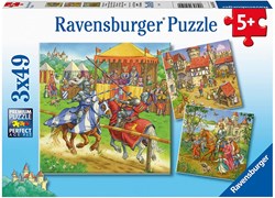 Ravensburger kinderpuzzel riddertoernooi middeleeuwen 3x49 stukjes
