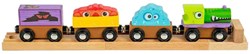 BigJigs houten speelgoed Monster trein - kleurrijke treinset voor kinderen