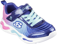 Skechers kinderschoen sneakers lichtgevend navy mint regenboog comfort