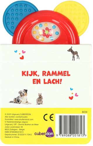 Mondikaarten babyboekje kunststof rammel bijtboekje babydieren-2