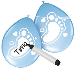 Folat ballonnen geboorte jongen blauw beschrijfbaar 6 stuks babyshower