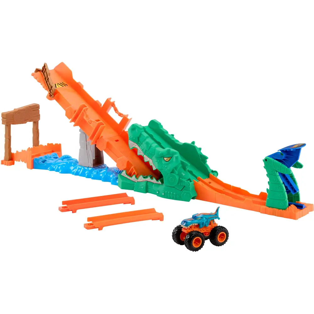 Hot Wheels Monstertrucks Speelset Krokodil Crash-Uitdaging Racebaan