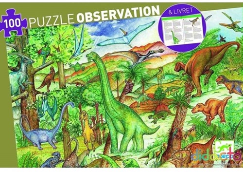Djeco Observatie Puzzel Dinosaurus (100 stukjes + boekje)