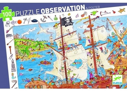 Djeco Observatie Puzzel Piraten (100 stukjes)