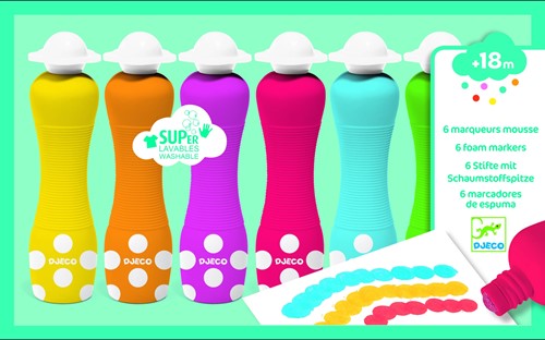 Djeco kleuren 6 Foam Markers