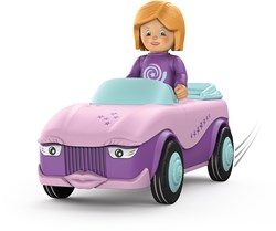 Toddys speelgoedauto Betty Blinky 2-delig met beweegbare figuur en vliegwielmotor roze-paars