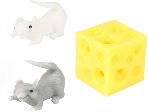 Harlekijn stuiterkaas speelgoed met muizen - rekbaar en grappig-3
