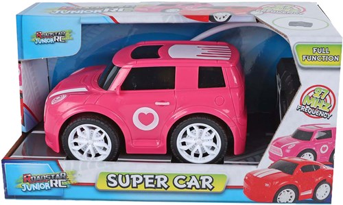 Bestuurbare auto Roadstar RC roze speelgoedauto 27Mhz 13,5cm