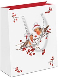 Ambiente cadeauzak kerst robins - feestelijke geschenktas kerst