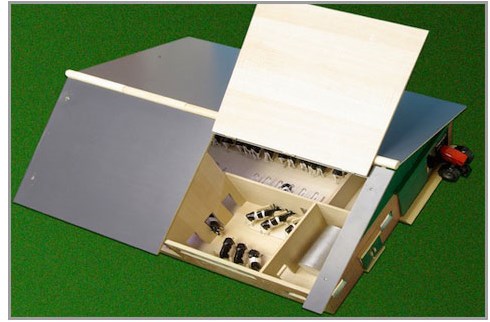 Kids GLOBE ligboxenstal boerderij speelgoed hout schaal 1-32 koeien-2