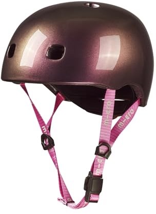 Micro kinderhelm fiets step Deluxe Neochrome Pink met LED-licht