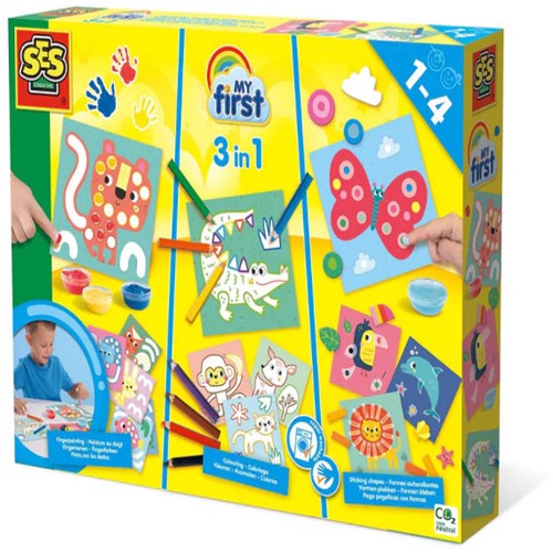 SES My First - 3in1 Vingerverven, Kleuren, Vormen Plakken