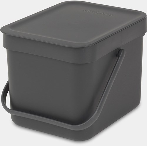 Brabantia afvalemmer Sort & Go 6L grijs - compacte prullenbak keuken