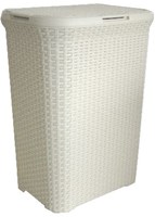 Curver wasbox 60 liter vintage wit - kunststof wasmand met deksel