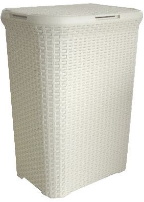 Curver wasbox 60 liter vintage wit - kunststof wasmand met deksel
